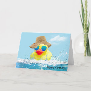 Duck van Birthday met zonnebril in water Kaart