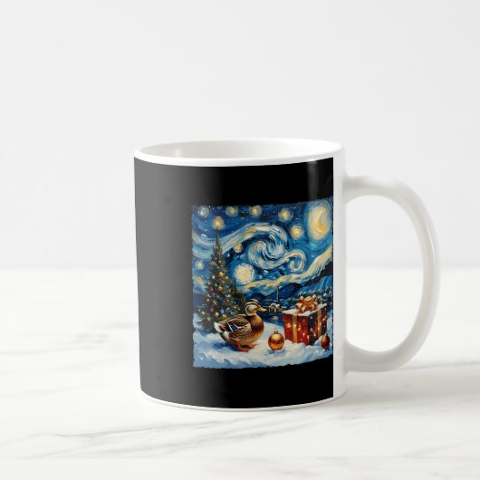 Duck Van Gogh Style Sterrennacht Kerstwinter Koffiemok (Rechts)