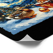 Duck Van Gogh Style Sterrennacht Kerstwinter Poster (Hoek)