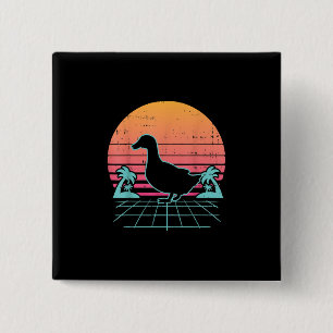 Duck Vaporwave Aestic 80s Boerderij Animal Farmer  Vierkante Button 5,1 Cm