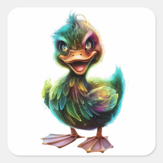 Duck. Vierkante Sticker (Voorkant)