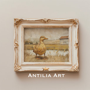 Duck Vijver Schilderen Rustieke Landhuis Poster