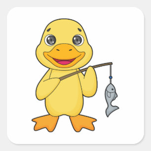 Duck Vist Fisher Finshing rod Vierkante Sticker