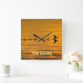 Duck vliegt door tijdwandklok vierkante klok (Huis)