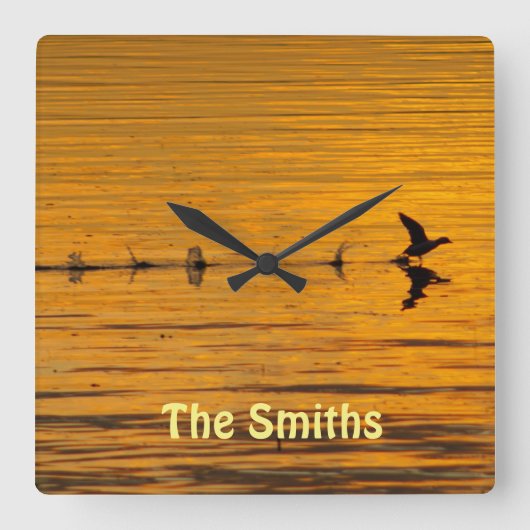 Duck vliegt door tijdwandklok vierkante klok (Voorkant)