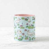 Duck Waterlily Pads 11 oz. Roze, blauwe keramische Mok (Midden)