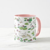 Duck Waterlily Pads 11 oz. Roze, witte keramische  Mok (Voorkant rechts)