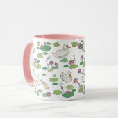 Duck Waterlily Pads 11 oz. Roze, witte keramische  Mok (Voorkant links)