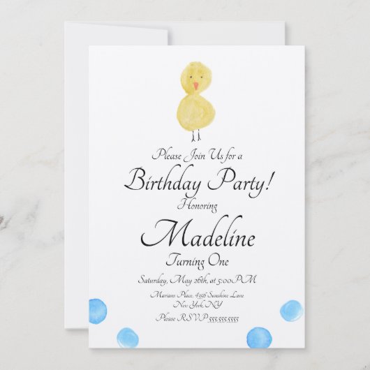 Duck Waterverf Paint First Birthday Party Rustic Kaart (Voorkant)