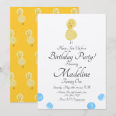 Duck Waterverf Paint First Birthday Party Rustic Kaart (Voorkant / Achterkant)