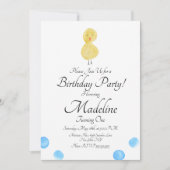 Duck Waterverf Painted First Birthday Party Kaart (Voorkant)