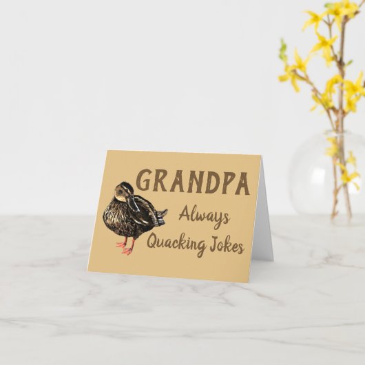 Duck Wenskaart Kaart (Gele Bloem)