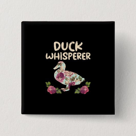 Duck Whisperer Flower Funny Farming Boerderij Vierkante Button 5,1 Cm (Voorkant)