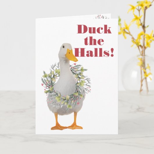 Duck White Duck Kerstmis Kaart (Gele Bloem)