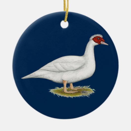 Duck White Muscovy Keramisch Ornament (Voorkant)