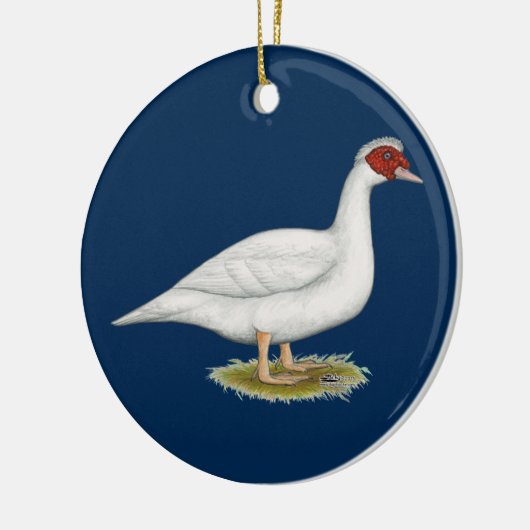 Duck White Muscovy Keramisch Ornament (Links)