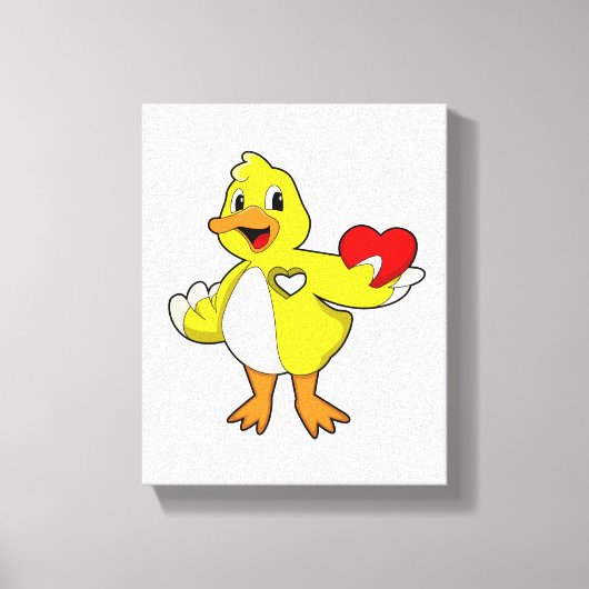 Duck with Heart Canvas Afdruk (Voorkant)