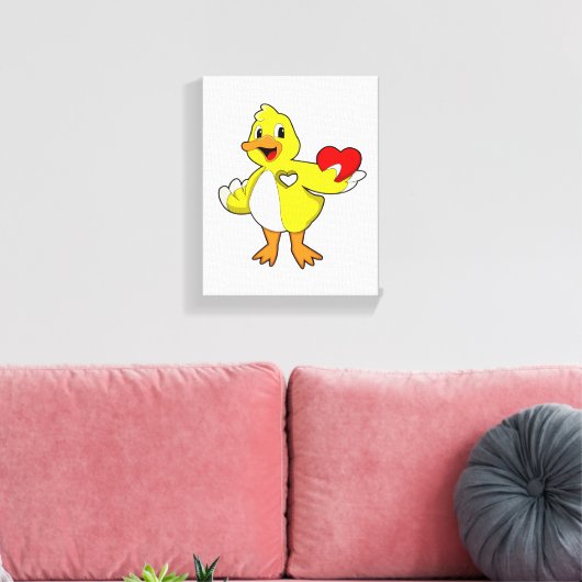Duck with Heart Canvas Afdruk (Insitu (Woonkamer))