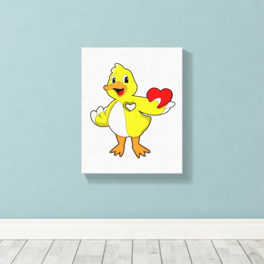 Duck with Heart Canvas Afdruk (Insitu (Houten vloer))