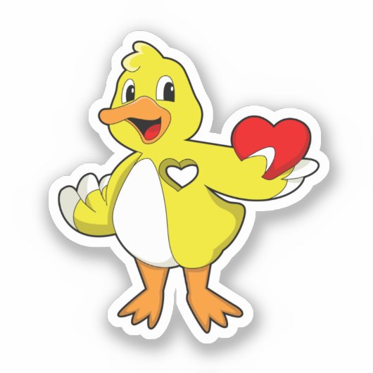 Duck with Heart Sticker (Voorkant)