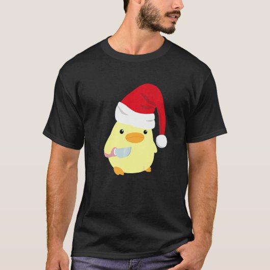 Duck with Knife Kerstmis voor mannen en vrouwen T-shirt (Voorkant)