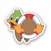 Duck with Swim ring Sticker (Voorkant)