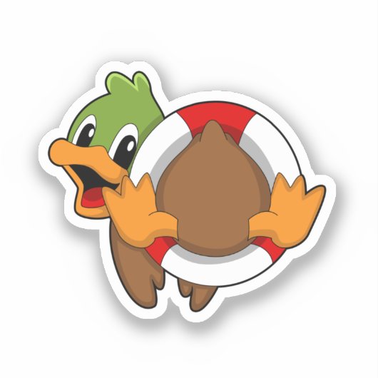Duck with Swim ring Sticker (Voorkant)