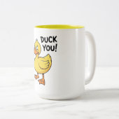 Duck You Duck Wordplay Tweekleurige Koffiemok (Voorkant rechts)