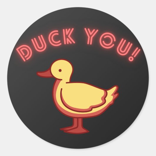 Duck You grappige party sticker (Voorkant)