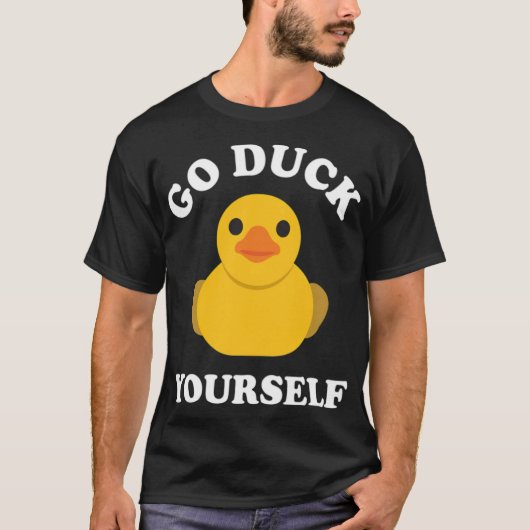Duck Yourself Rubber Duck Ducky Zwart T-shirt (Voorkant)