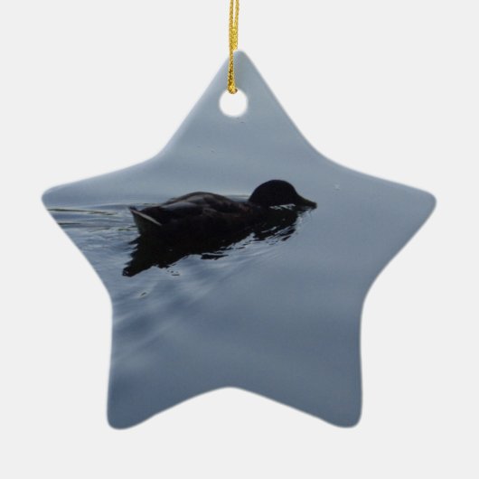 Duck zwemmen in Lake, Natuur Bird Wildlife Blue Keramisch Ornament (Voorkant)