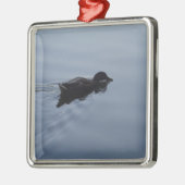 Duck zwemmen in Lake, Natuur Bird Wildlife Blue Metalen Ornament (Links)