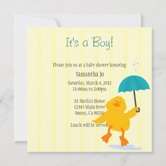 Duckie-Baby shower Kaart (Voorkant)