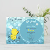Duckie Bubbles Baby shower Uitnodiging (Staand voorkant)