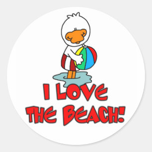 Duckie Love the Beach Ronde Sticker