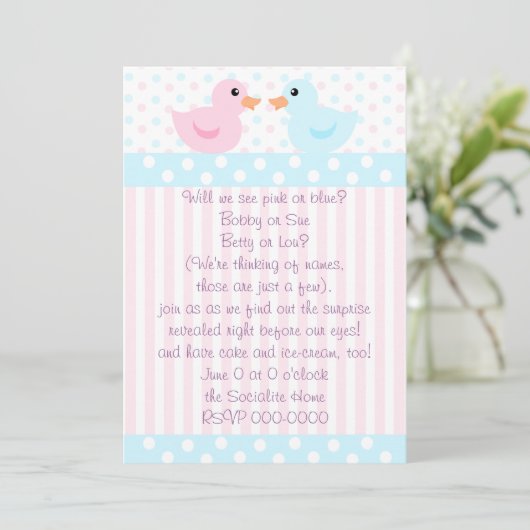 Duckies van roze en blauw kaart (Staand voorkant)