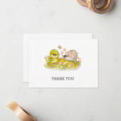 Ducking Hedgel en Butterfly Dank u Notecard Notitiekaartje (Voorkant / Achterkant in situ)