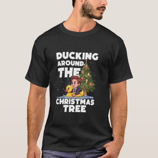 Ducking rond de kerstboom Duckling Christmas Run T-shirt (Voorkant)