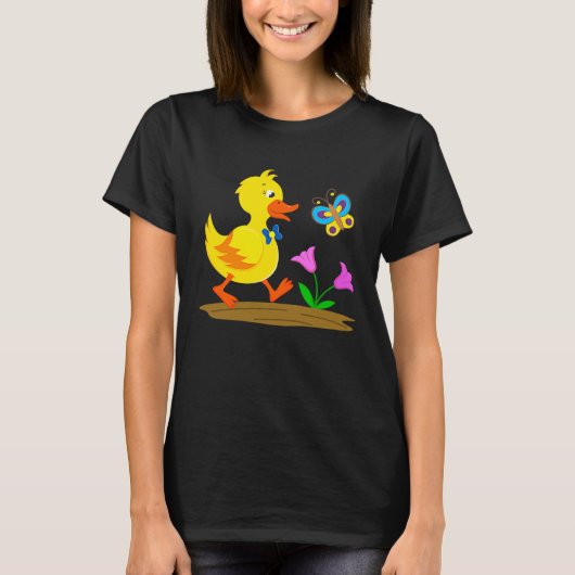 Duckling and butterfly cute baby duck t-shirt (Voorkant)