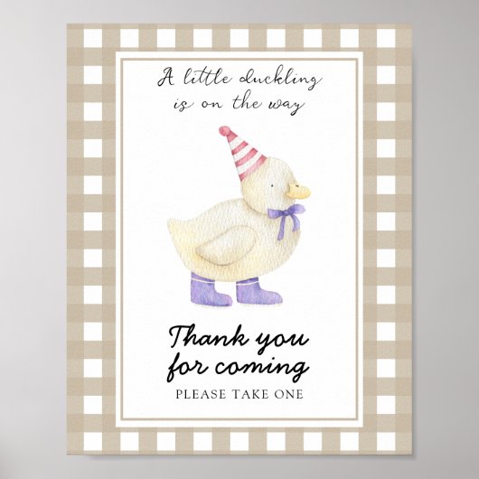 Duckling baby shower - Bedankt voor je komst Poster (Voorkant)