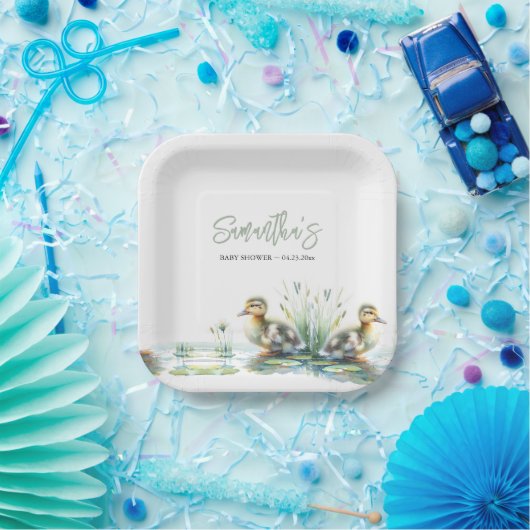 Duckling Baby shower Beschikbaar Papieren Bordje (Feest)