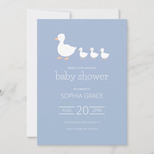 Duckling Baby shower Invitation Kaart (Voorkant)