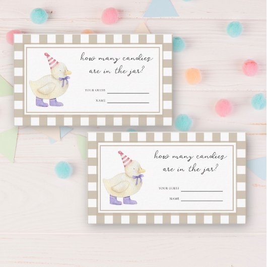 Duckling baby shower - raad eens hoeveel snoepjes informatiekaartje