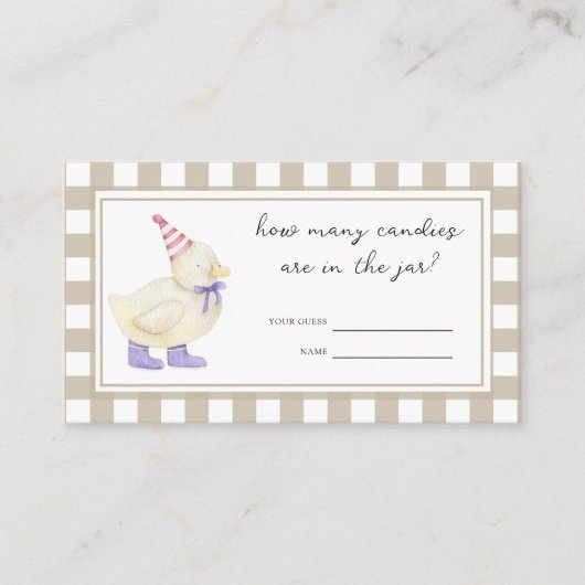 Duckling baby shower - raad eens hoeveel snoepjes informatiekaartje (Voorkant)