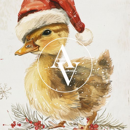Duckling Christmas Wenskaart Duck in Santa Hat Poster
