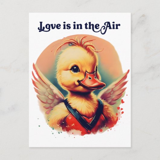Duckling Cupid "Liefde is in de lucht" Briefkaart (Voorkant)