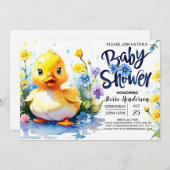 Duckling Custom Baby shower Kaart (Voorkant / Achterkant)