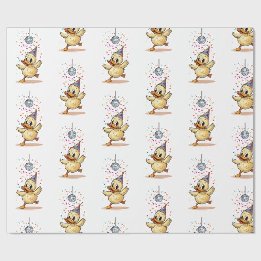 Duckling Dancing Under Disco Ball met Confetti" d Cadeaupapier (Vlak)