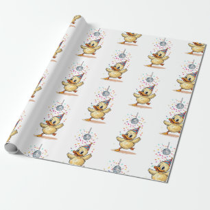 Duckling Dancing Under Disco Ball met Confetti" d Cadeaupapier