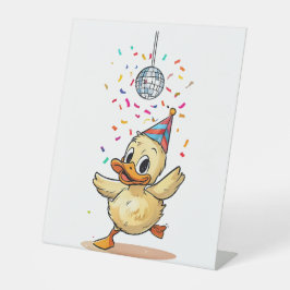 Duckling dansen onder discobal met Confetti Reclamebord Met Voetstuk